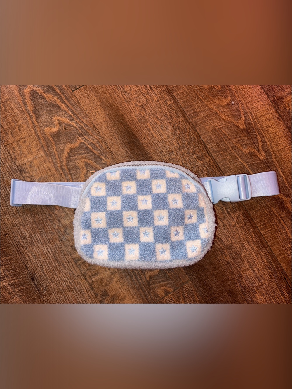 Blue & White Star Checker Fanny Pouch
